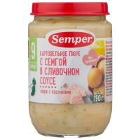 ПРОДУКТЫ ДЛЯ ДЕТЕЙ Сэмпер Сэмпер пюре картофель с семгой в сливочниом соус с 12м 190гр.
