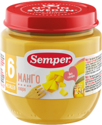 ПРОДУКТЫ ДЛЯ ДЕТЕЙ Сэмпер Сэмпер пюре манго 6мес. 125гр