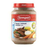 ПРОДУКТЫ ДЛЯ ДЕТЕЙ Сэмпер Сэмпер пюре овощи с телячьей печенью с 8м. 190гр.