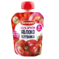 ПРОДУКТЫ ДЛЯ ДЕТЕЙ Сэмпер Сэмпер пюре яблоко и клубника 6мес.+ 90гр.