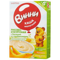 ПРОДУКТЫ ДЛЯ ДЕТЕЙ Винни Винни каша молоч. рис.-кукуруз с бананом 6м, 200г