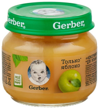 ПРОДУКТЫ ДЛЯ ДЕТЕЙ Гербер Гербер пюре яблочное с 4 месяцев, 80г 3397