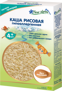 ПРОДУКТЫ ДЛЯ ДЕТЕЙ Флер Флер Альпин каша безмолочная рисовая с4м. 175г. 00010
