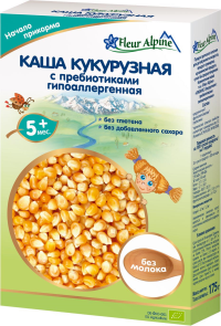 ПРОДУКТЫ ДЛЯ ДЕТЕЙ Флер Флер Альпин каша безмолочная кукурузная с преб. гипоал. с5м. 175г. 00007
