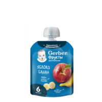 ПРОДУКТЫ ДЛЯ ДЕТЕЙ Гербер Гербер пюре из яблок банан с 6 мес, 90г  1940