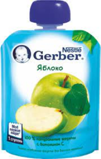 ПРОДУКТЫ ДЛЯ ДЕТЕЙ Гербер Гербер пюре из яблок с 6 мес, 90г 1886