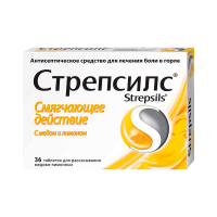 ЛЕКАРСТВЕННЫЕ СРЕДСТВА Стрепсилс Стрепсилс с Медом и Лимоном таб N36