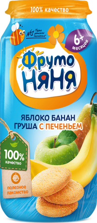 ПРОДУКТЫ ДЛЯ ДЕТЕЙ Фруто Фруто Няня пюре ябл. банан груша с печеньем 6м+ 250 г