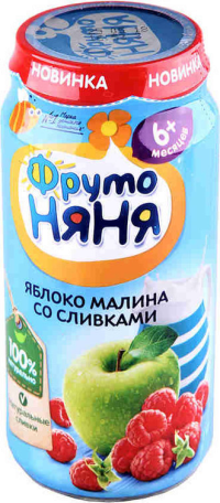 ПРОДУКТЫ ДЛЯ ДЕТЕЙ Фруто Фруто Няня пюре яблоко малина со сливками 6м+  250гр.