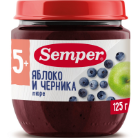 ПРОДУКТЫ ДЛЯ ДЕТЕЙ Сэмпер Сэмпер пюре яблоко и черника 5 м 125г