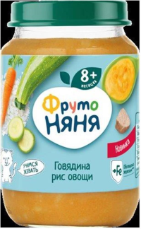 ПРОДУКТЫ ДЛЯ ДЕТЕЙ Фруто Фруто Няня пюре говядина рис овощи 8м+ 190г
