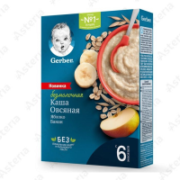 ПРОДУКТЫ ДЛЯ ДЕТЕЙ Гербер Гербер каша безмолочная овсянка яблоко банан с6м 180г/4359