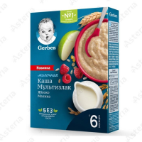 ПРОДУКТЫ ДЛЯ ДЕТЕЙ Гербер Гербер каша мол мультизлак яблоко малина с6м 180г/4358