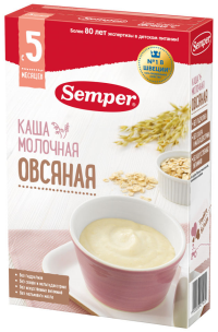 ПРОДУКТЫ ДЛЯ ДЕТЕЙ Сэмпер Сэмпер каша молочная овсяная с 5 мес.  180гр.
