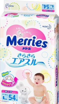 ПРОДУКТЫ ДЛЯ ДЕТЕЙ Мерриес Мерриес подгузники #4 L(9-14кг) 54шт