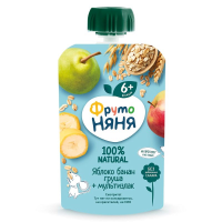 ПРОДУКТЫ ДЛЯ ДЕТЕЙ Фруто Фруто Няня пюре яблоко,банан,груша мультизлак 6м+ 90г. (пауч)