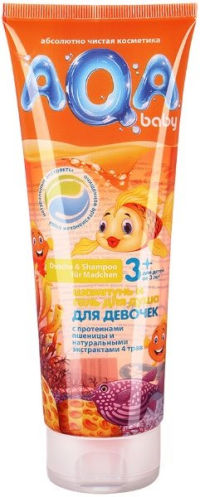 ПРОДУКТЫ ДЛЯ ДЕТЕЙ Ака Ака Бейби. Шампунь и гель д/д с протеин. пшеницы, д/девочек, 3+ 250мл 0113