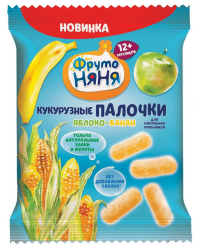 ПРОДУКТЫ ДЛЯ ДЕТЕЙ Фруто Фруто Няня кукурузные палочки яблоко банан 12м+ 20г