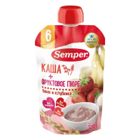 ПРОДУКТЫ ДЛЯ ДЕТЕЙ Сэмпер Сэмпер пюре с кашей банан и клубника с 6 мес.  120г