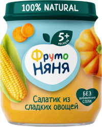 ПРОДУКТЫ ДЛЯ ДЕТЕЙ Фруто Фруто Няня пюре салатик из сладких овошей 110г