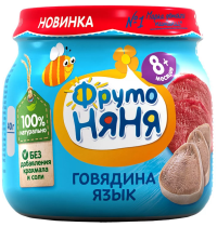 ПРОДУКТЫ ДЛЯ ДЕТЕЙ Фруто Фруто Няня пюре говядина язык 80г