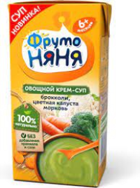 ПРОДУКТЫ ДЛЯ ДЕТЕЙ Фруто Фруто Няня овощной крем-суп брокколи, цветная кап., морковь 6м+ 0,2л