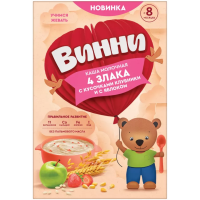 ПРОДУКТЫ ДЛЯ ДЕТЕЙ Винни Винни каша молочная 4 злаков с кус клубники и с яблоком с 8 мс,200 г