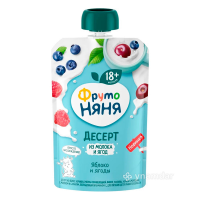 ПРОДУКТЫ ДЛЯ ДЕТЕЙ Фруто Фруто Няня десерт из молока и ягод (яблоко и ягоды) 18м+ 90г (пауч)