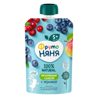 ПРОДУКТЫ ДЛЯ ДЕТЕЙ Фруто Фруто Няня пюре витаминный салатик с черникой 5м+ 90гр(пауч)