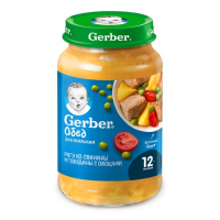 ПРОДУКТЫ ДЛЯ ДЕТЕЙ Гербер Гербер пюре рагу из свинины и говядины с овощ. с 12м 190г 4238