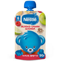 ПРОДУКТЫ ДЛЯ ДЕТЕЙ Нестле Нестле пюре яблоко, банан, малина с 6м 90г 3566