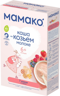 ПРОДУКТЫ ДЛЯ ДЕТЕЙ Мамако Мамако каша 7 злаков с ягодами на козьем мол. с 6м. 200г