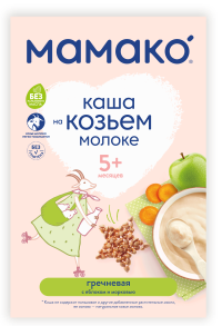 ПРОДУКТЫ ДЛЯ ДЕТЕЙ Мамако Мамако каша греч. с ябл. и морковью на козьем мол. с 5м. 200г