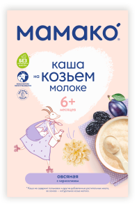 ПРОДУКТЫ ДЛЯ ДЕТЕЙ Мамако Мамако каша овсяная с черносливом на козьем мол. с 6м. 200г
