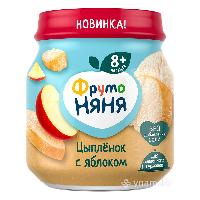 ПРОДУКТЫ ДЛЯ ДЕТЕЙ Фруто Фруто Няня пюре цыпленок с яблоком 8м+ 100г. п