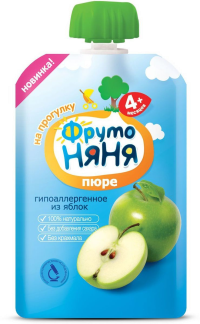ПРОДУКТЫ ДЛЯ ДЕТЕЙ Фруто Фруто Няня пюре яблоко 90г (пауч)