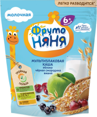 ПРОДУКТЫ ДЛЯ ДЕТЕЙ Фруто Фруто Няня каша мол. мультизлак яблоко черн смор. вишня 200г