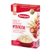 ПРОДУКТЫ ДЛЯ ДЕТЕЙ Сэмпер Сэмпер каша молочная мультизлаковая клубника/яблоко/банан с 9 мес. 180г
