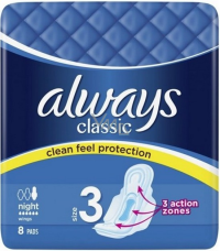 КОСМЕТИКА Олвейс Олвейс прокладки классик найт, 8шт (0837)